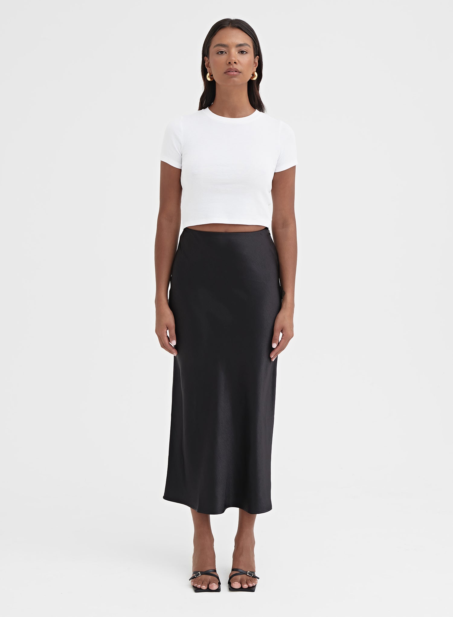 Black Satin Midaxi Skirt